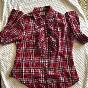 Converse Red and White Blouse with Ruffle Detail